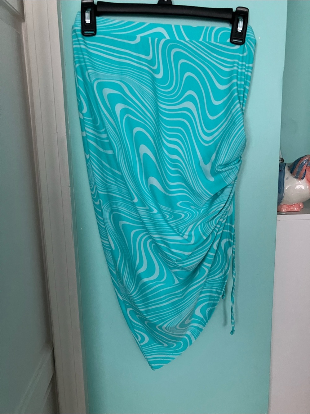 SO Turquoise White Swirl Swim Coverup